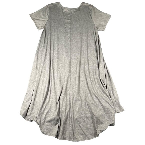 Lularoe Womens Medium Solid Gray Short Sleeve Carly Dress High Low Midi Hem - Picture 7 of 8